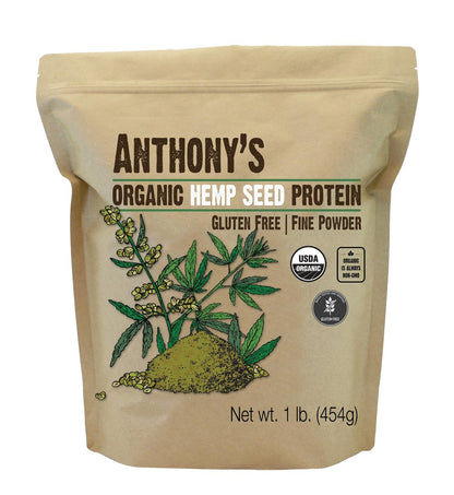 Anthony's Bio Hanfproteinpulver, 1 Pfund, kaltgepresst, glutenfrei, nicht genetisch verändert, feines Pulver