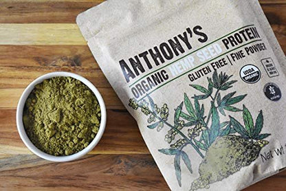 Anthony's Bio Hanfproteinpulver, 1 Pfund, kaltgepresst, glutenfrei, nicht genetisch verändert, feines Pulver