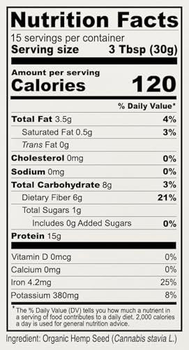 Anthony's Bio Hanfproteinpulver, 1 Pfund, kaltgepresst, glutenfrei, nicht genetisch verändert, feines Pulver