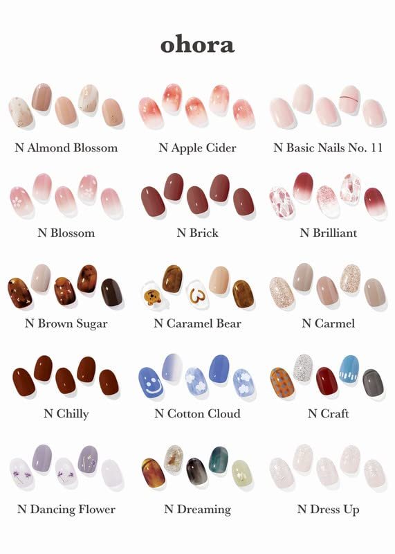 ohora Semi Cured Gel Nail Strips (N Blueberry Jam) - Lila, Einfach & Langlebig - 34-teiliges Set
