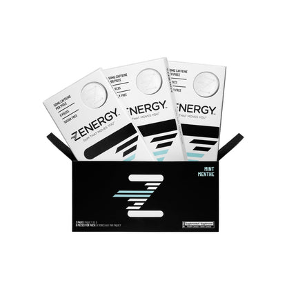 ZENERGY Energy Gum Minzgeschmack – 50 mg Koffein + B-Vitamine, vegan, zuckerfrei, 3er-Pack (24 Stück)
