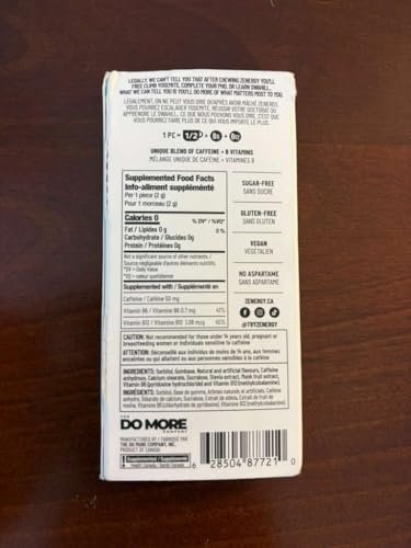 ZENERGY Energy Gum Minzgeschmack – 50 mg Koffein + B-Vitamine, vegan, zuckerfrei, 3er-Pack (24 Stück)