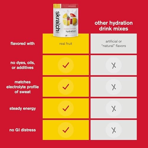 Skratch Labs Hydration Sportgetränk – Erdbeer-Limonade mit echter Frucht | 20 Portionen | Vegan, Non-GMO, saubere Inhaltsstoffe