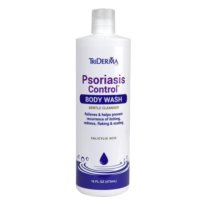TriDerma Psoriasis Control Body Wash – Sanfte Reinigung mit 2% Salicylsäure und Aloe Vera, lindert Juckreiz, Rötungen und Schuppen, ohne Kortison oder Steinkohlenteer, 473 ml