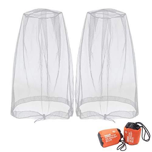 Benvo Mückenschutznetz für den Kopf – 2er-Pack, hellgrau, verbessertes Großnetz, Nylon, für Outdoor-Aktivitäten