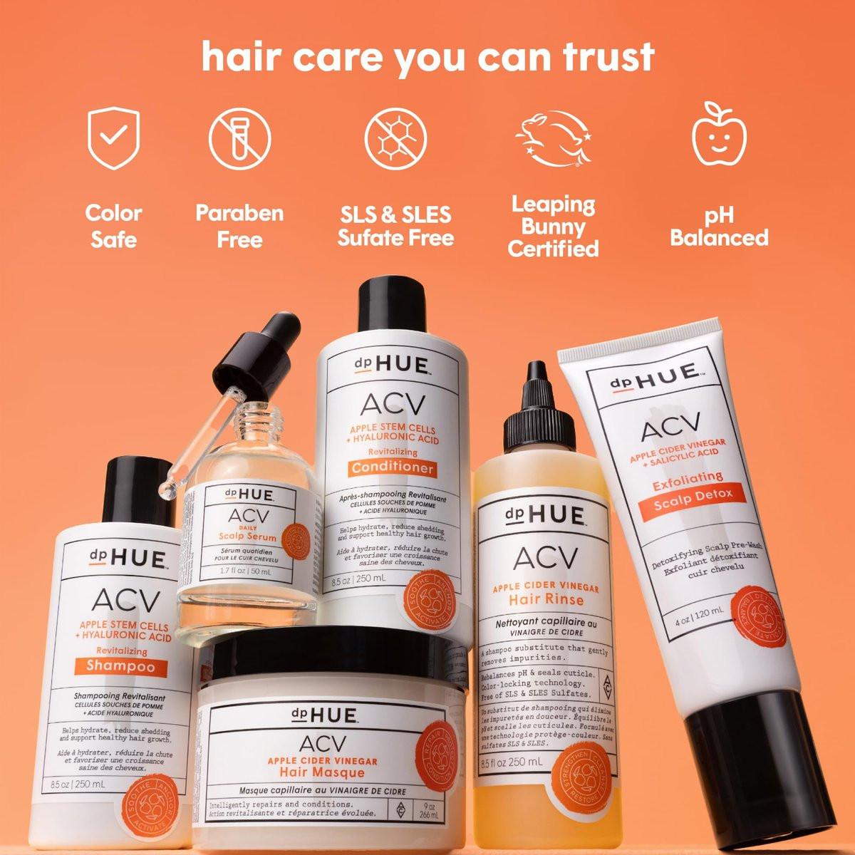 dpHUE ACV Beruhigendes Shampoo mit Apfelessig, 8,5 oz – Sulfatfreies Trockene-Kopfhaut-Shampoo für coloriertes Haar