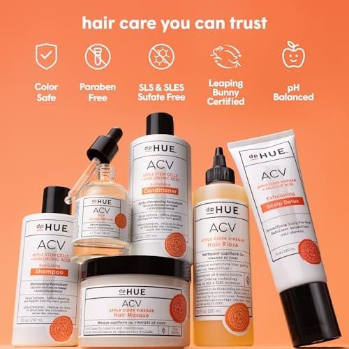 dpHUE ACV Beruhigendes Shampoo mit Apfelessig, 8,5 oz – Sulfatfreies Trockene-Kopfhaut-Shampoo für coloriertes Haar
