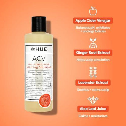 dpHUE ACV Beruhigendes Shampoo mit Apfelessig, 8,5 oz – Sulfatfreies Trockene-Kopfhaut-Shampoo für coloriertes Haar