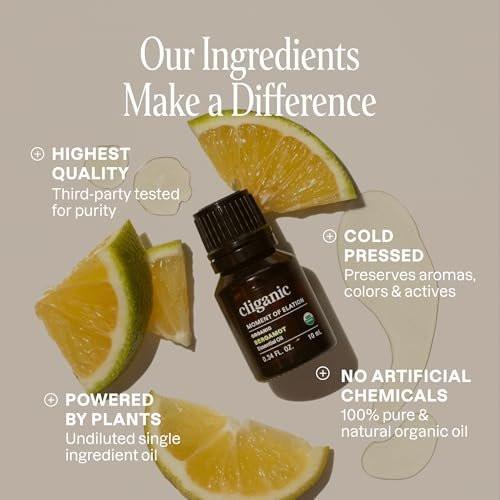 Cliganic Bio Bergamotte Ätherisches Öl, 100% Rein Natürlich für Aromatherapie | Non-GMO Verifiziert