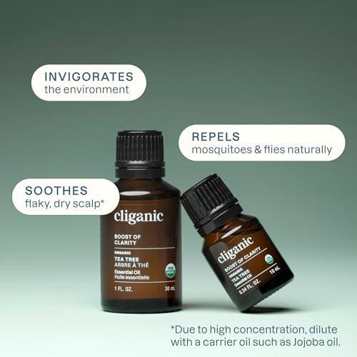 Cliganic Bio Teebaumöl – 100% reines natürliches ätherisches Öl für Aromatherapie, Non-GMO verifiziert (30 ml)
