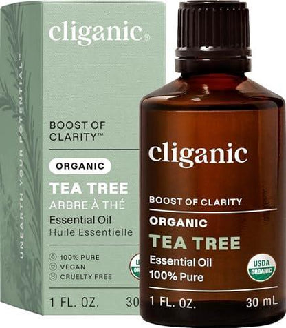 Cliganic Bio Teebaumöl – 100% reines natürliches ätherisches Öl für Aromatherapie, Non-GMO verifiziert (30 ml)