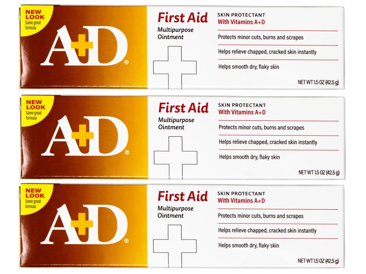 A+D Erste-Hilfe-Salbe, Mehrzweck-Feuchtigkeitscreme für trockene Haut und Hautschutz, 1,5 Unzen (3er-Pack)