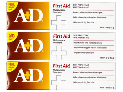 A+D Erste-Hilfe-Salbe, Mehrzweck-Feuchtigkeitscreme für trockene Haut und Hautschutz, 1,5 Unzen (3er-Pack)