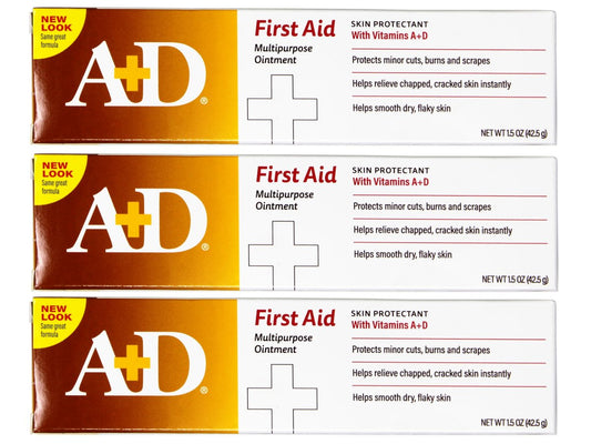 A+D Erste-Hilfe-Salbe, Mehrzweck-Feuchtigkeitscreme für trockene Haut und Hautschutz, 1,5 Unzen (3er-Pack)