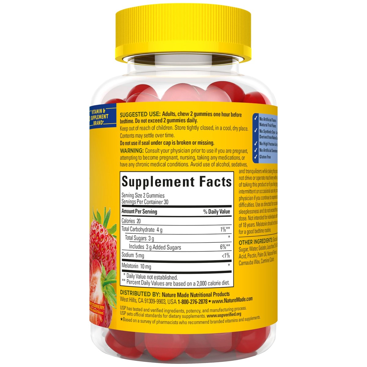 Nature Made Melatonin 10mg Gummis – Höchstdosis, 60 Stück, 30-Tage-Vorrat, Schlafhilfe für Erwachsene