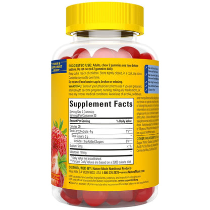 Nature Made Melatonin 10mg Gummis – Höchstdosis, 60 Stück, 30-Tage-Vorrat, Schlafhilfe für Erwachsene