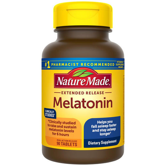 Nature Made Melatonin 4mg mit verlängerter Wirkstofffreisetzung - Schlafmittel für Erwachsene, 100% arzneimittelfreies Schlafhilfe, 90 Tabletten, 90-Tage-Versorgung
