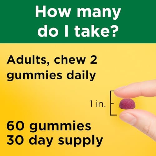 Nature Made Hochdosiertes Magnesiumcitrat 200 mg pro Portion – Magnesium Gummies für Muskeln, Nerven, Knochen und Herzunterstützung – 60 Gummis, 30-Tage-Vorrat