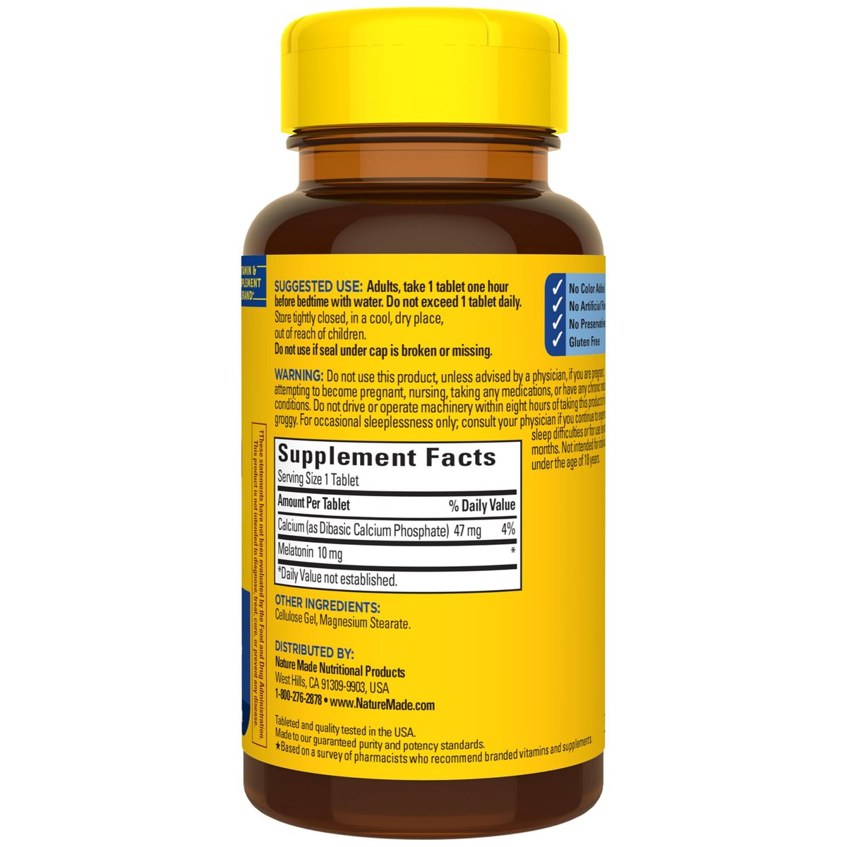 Nature Made Melatonin 10 mg Tabletten – Maximale Stärke, 100% drogenfreies Schlafmittel für Erwachsene, 70 Stück, 70-Tage-Vorrat