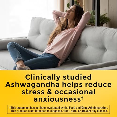 Nature Made Ashwagandha Kapseln 125 mg zur Stressunterstützung – 60 Kapseln, 60-Tage-Vorrat