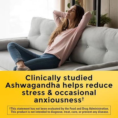 Nature Made Ashwagandha Kapseln 125 mg zur Stressunterstützung – 60 Kapseln, 60-Tage-Vorrat