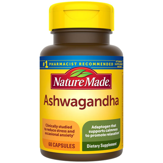 Nature Made Ashwagandha Kapseln 125 mg zur Stressunterstützung – 60 Kapseln, 60-Tage-Vorrat