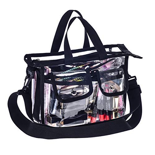 Jula Vance Medium Klarsicht-PVC Kosmetiktasche für Make-up Künstler, Transparente Aufbewahrungstasche, Reise Make-up Organizer, MUA Tasche, Stadion-geprüfte klare Tragetasche mit abnehmbarem Schultergurt