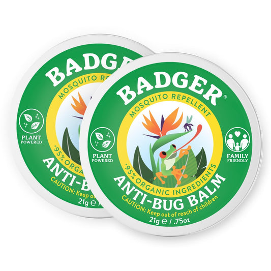 Badger Insektenschutz im Tiegel – Bio Mückenschutz ohne DEET mit Citronella, familienfreundlich, angenehmer Duft, Reisegröße, 0,75 oz Tiegel, 2er-Pack
