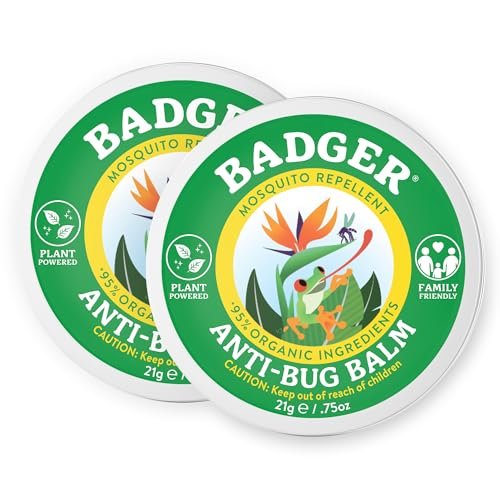 Badger Insektenschutz im Tiegel – Bio Mückenschutz ohne DEET mit Citronella, familienfreundlich, angenehmer Duft, Reisegröße, 0,75 oz Tiegel, 2er-Pack