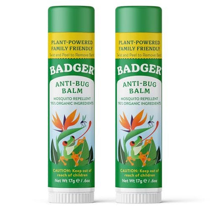 Badger Mückenschutz Stick – Natürlicher Insektenschutz mit Citronella, angenehmer Duft, Reisegröße für Kinder und Erwachsene, 2er-Pack (2 x 17 g)