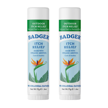 Badger Insektenstich-Linderungsstick - Natürliche & Bio Anti-Juckreiz-Creme für Insektenstiche, Hautausschläge & Giftefeu - Schnelle Linderung nach Stichen - Angenehmer Duft - Einfach anzuwenden - 17g, 2er-Pack