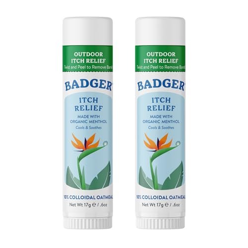 Badger Insektenstich-Linderungsstick - Natürliche & Bio Anti-Juckreiz-Creme für Insektenstiche, Hautausschläge & Giftefeu - Schnelle Linderung nach Stichen - Angenehmer Duft - Einfach anzuwenden - 17g, 2er-Pack
