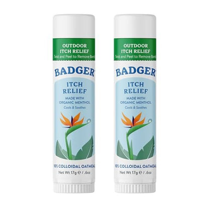 Badger Insektenstich-Linderungsstick - Natürliche & Bio Anti-Juckreiz-Creme für Insektenstiche, Hautausschläge & Giftefeu - Schnelle Linderung nach Stichen - Angenehmer Duft - Einfach anzuwenden - 17g, 2er-Pack