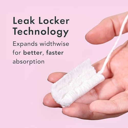 Rael Tampons mit Kompakt-Applikator – Biologische Baumwolle, mittlere Saugstärke, BPA-frei, chlorfrei, Leak Locker Technologie (36 Stück, Regular)