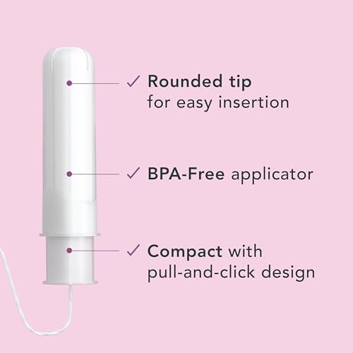Rael Tampons mit Kompakt-Applikator – Biologische Baumwolle, mittlere Saugstärke, BPA-frei, chlorfrei, Leak Locker Technologie (36 Stück, Regular)