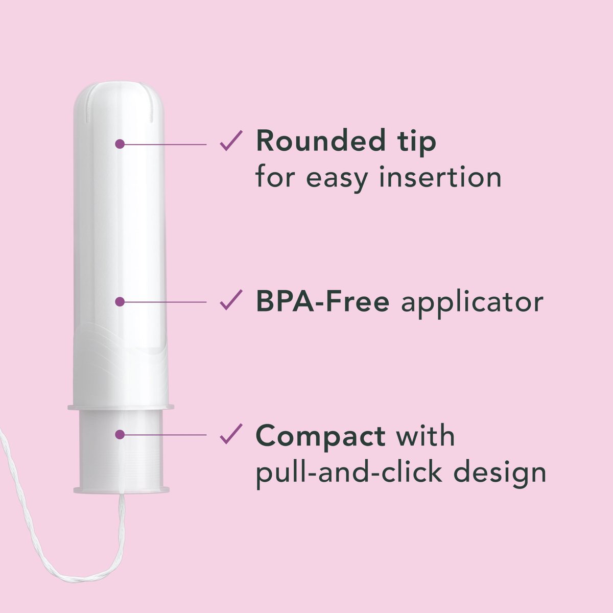 Rael Tampons mit Kompakt-Applikator – Biologische Baumwolle, mittlere Saugstärke, BPA-frei, chlorfrei, Leak Locker Technologie (36 Stück, Regular)