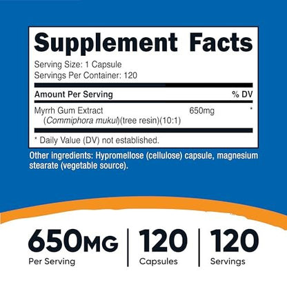 Nutricost Myrrhe-Extrakt 120 Kapseln - 120 Portionen pro Flasche, Glutenfrei, Vegetarisch, Nicht-GVO