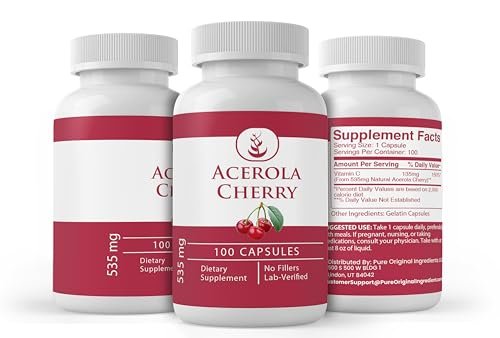 Pure Original Ingredients Acerola-Kirsche, 100 Kapseln – Immer rein, ohne Zusätze oder Füllstoffe