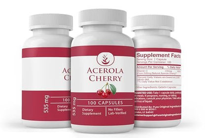 Pure Original Ingredients Acerola-Kirsche, 100 Kapseln – Immer rein, ohne Zusätze oder Füllstoffe