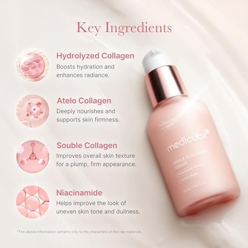 Medicube Triple Collagen Serum 1,85 fl.oz – Nährendes Serum mit Triple Collagen Complex, Niacinamid und Hyaluronsäure für stumpfe Haut – Koreanische Hautpflege