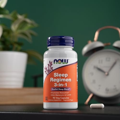 NOW Foods Schlafkur 3-in-1 mit Melatonin, 5-HTP und L-Theanin – 90 vegane Kapseln