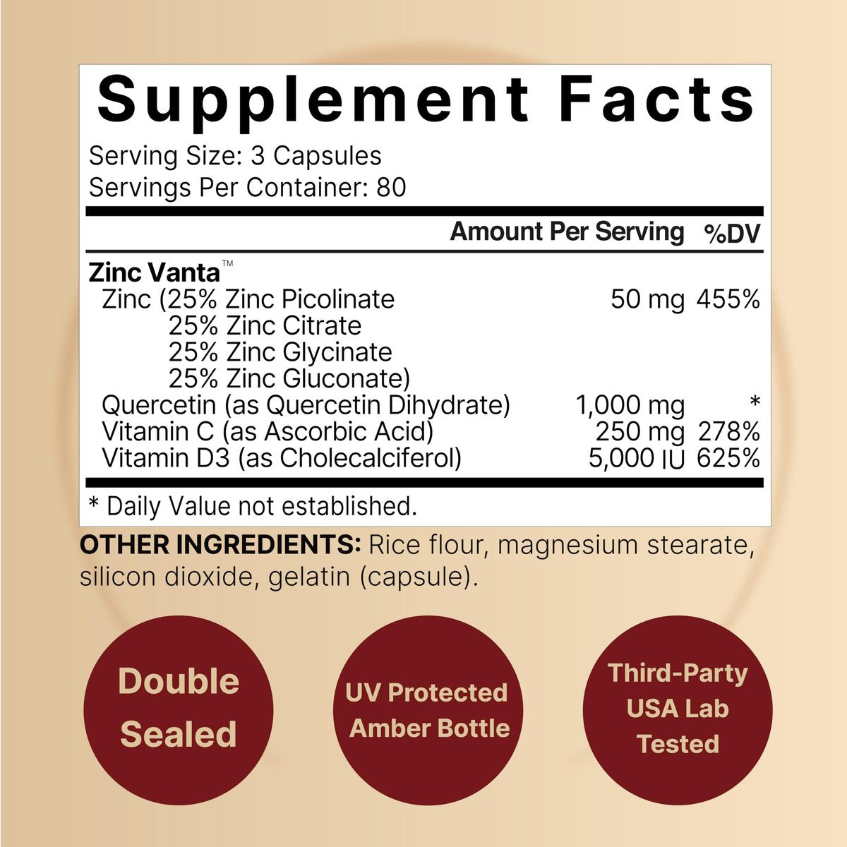 NatureBell Zink Quercetin mit Vitamin C & D3, 240 Kapseln | Quercetin 1000mg + Zink 50mg + Vitamin C 250mg + Vitamin D3 5000 IE | 4-in-1 Fortschrittliche Immun- & Lungenunterstützung | ZincVanta Formel