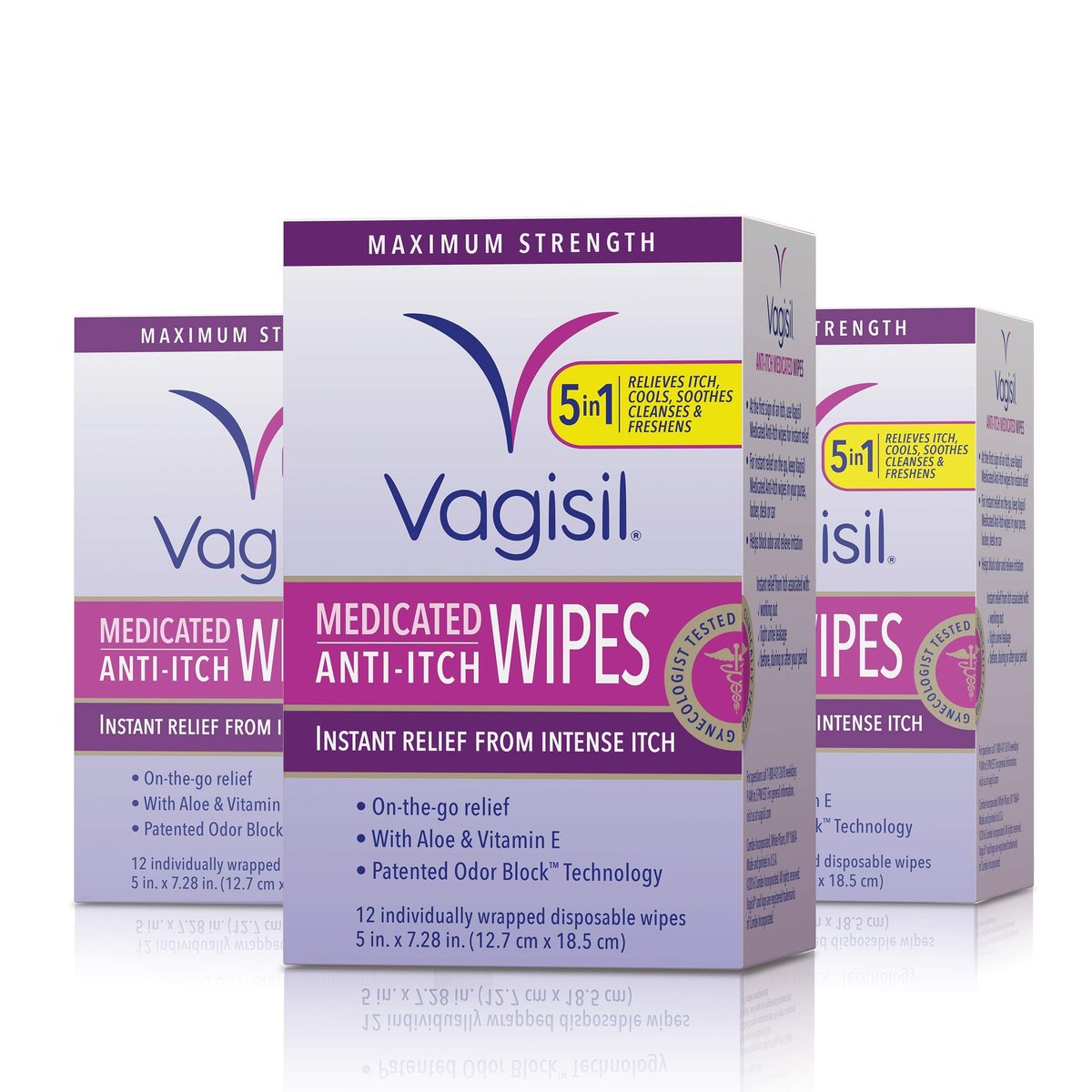 Vagisil Anti-Juckreiz Medizinische Intimtücher für Frauen, Maximale Stärke, Gynäkologisch getestet, 12 Tücher (3er-Pack)