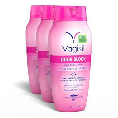 Vagisil Femininwaschgel für die Intimhygiene, Geruchsblocker, Gynäkologisch getestet, Hypoallergen, 12 Unzen (3er-Pack)