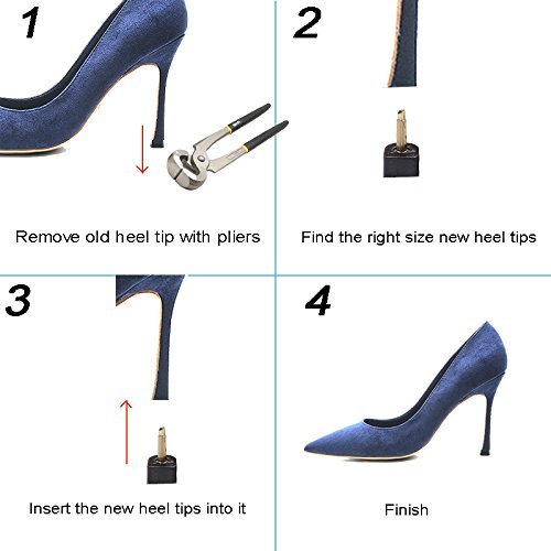 luakesa 24 Paar Hochhackige Schuhspitzen Ersatzspitzen Reparaturset für Damen, 6 Größen, 8/9/10/11/12/12,5 mm, U-Form, Schwarz