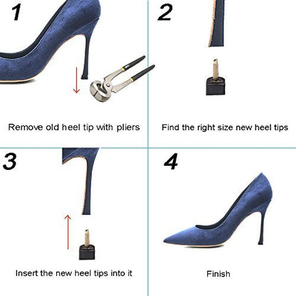 luakesa 24 Paar Hochhackige Schuhspitzen Ersatzspitzen Reparaturset für Damen, 6 Größen, 8/9/10/11/12/12,5 mm, U-Form, Schwarz