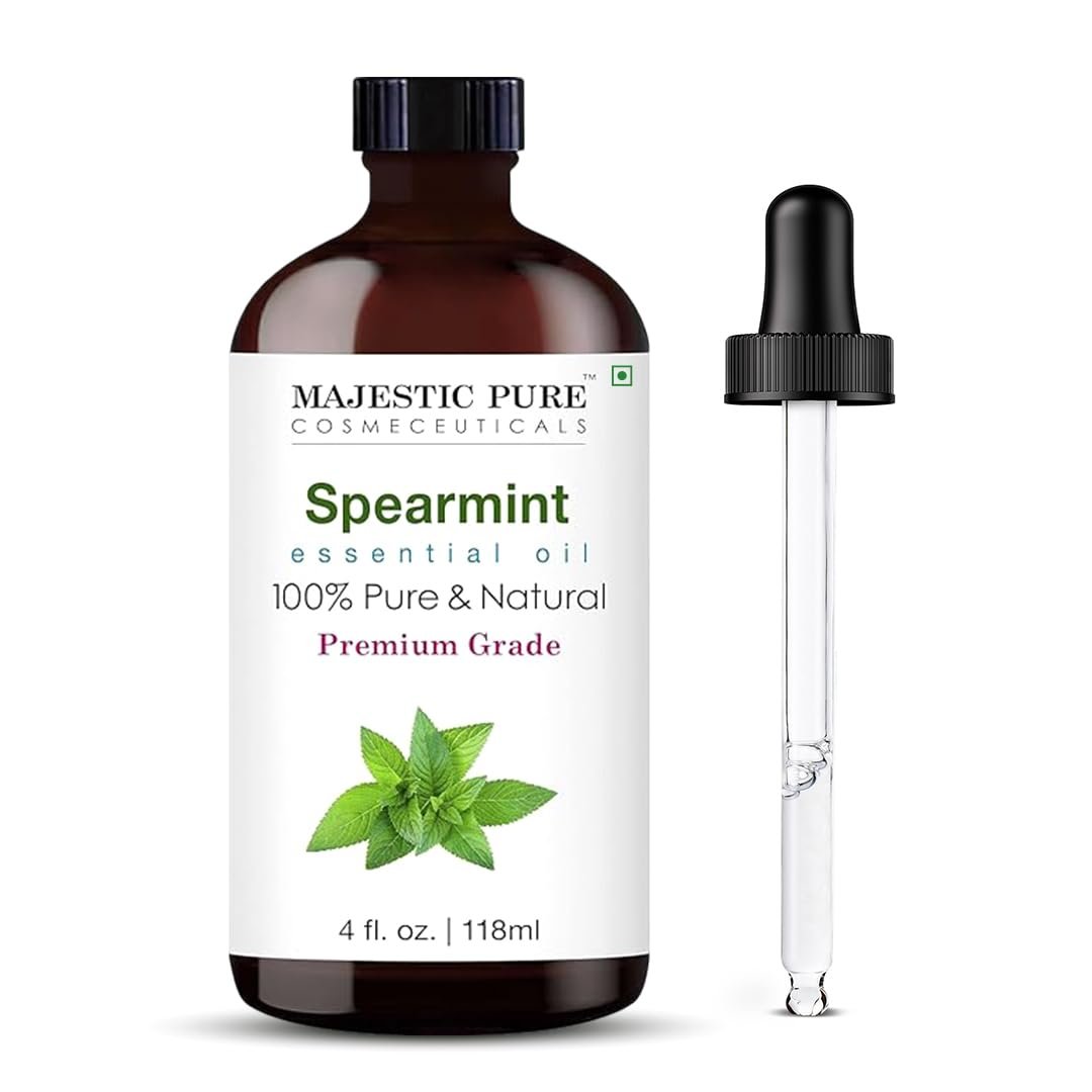 Majestic Pure Spearmint Bio-Öl – 100 % reines und natürliches ätherisches Öl mit Glaspipette, 118 ml, ideal für Diffuser, Aromatherapie, Seifen- und Kerzenherstellung