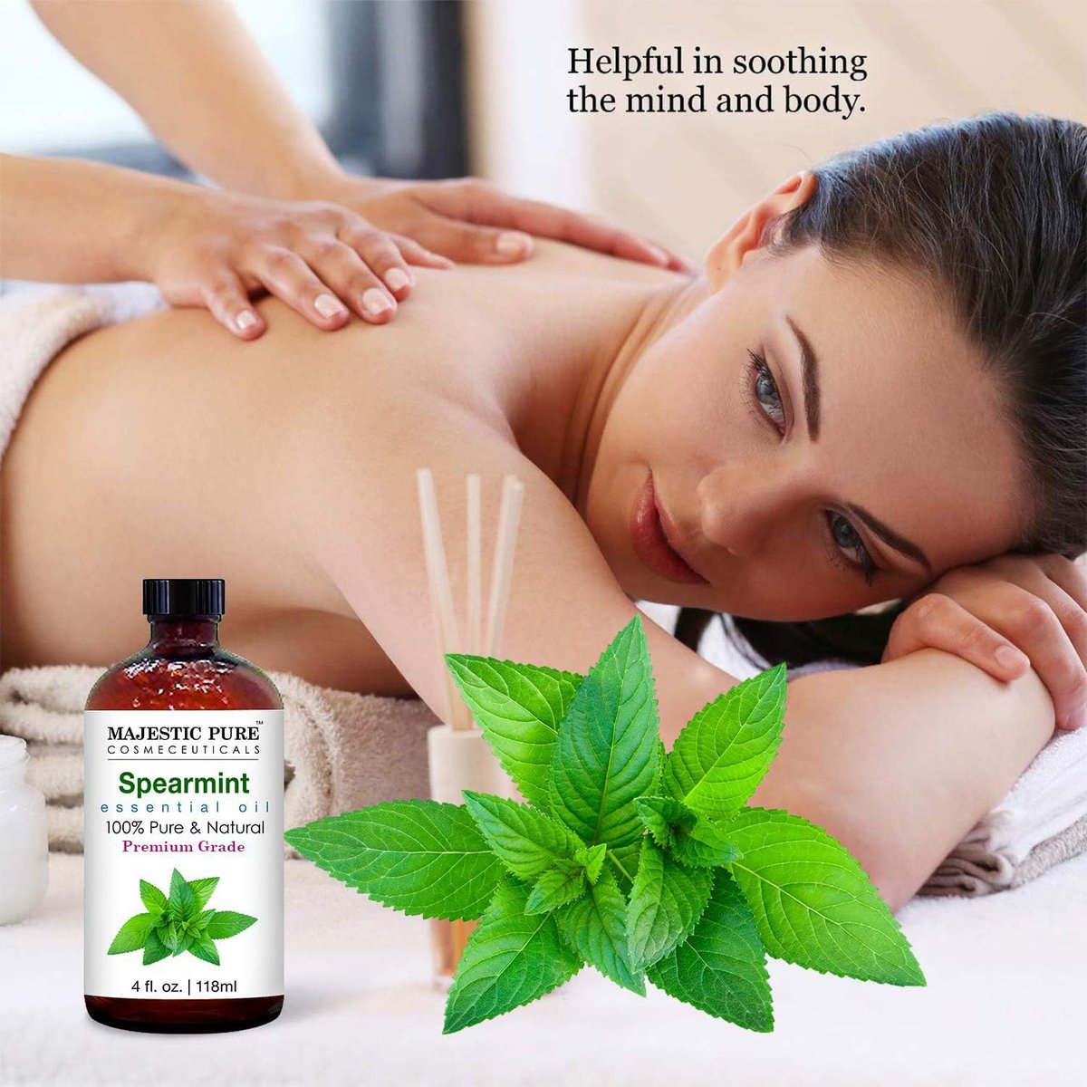 Majestic Pure Spearmint Bio-Öl – 100 % reines und natürliches ätherisches Öl mit Glaspipette, 118 ml, ideal für Diffuser, Aromatherapie, Seifen- und Kerzenherstellung