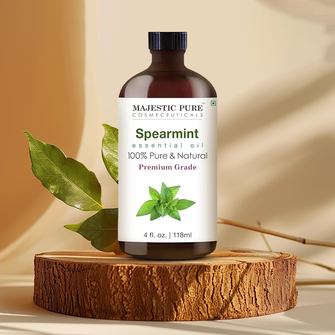 Majestic Pure Spearmint Bio-Öl – 100 % reines und natürliches ätherisches Öl mit Glaspipette, 118 ml, ideal für Diffuser, Aromatherapie, Seifen- und Kerzenherstellung