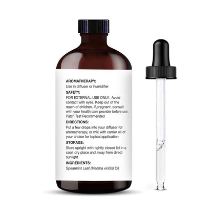 Majestic Pure Spearmint Bio-Öl – 100 % reines und natürliches ätherisches Öl mit Glaspipette, 118 ml, ideal für Diffuser, Aromatherapie, Seifen- und Kerzenherstellung